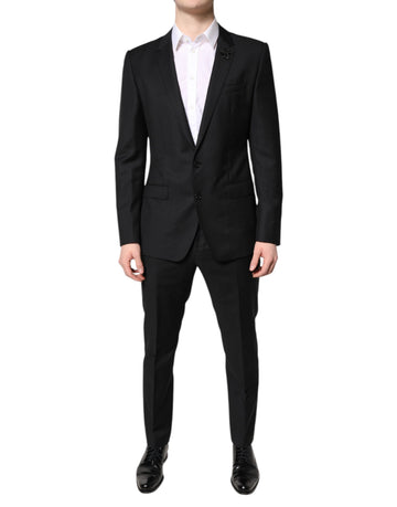 Dolce & Gabbana Black Wool Single Breasted 2 Piece Suit