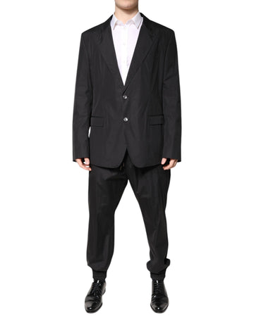 Dolce & Gabbana Black Cotton Single Breasted 2 Piece Suit