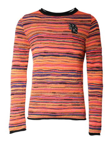 Dolce & Gabbana Multicolor Wool DGLogo Knit Pullover Sweater