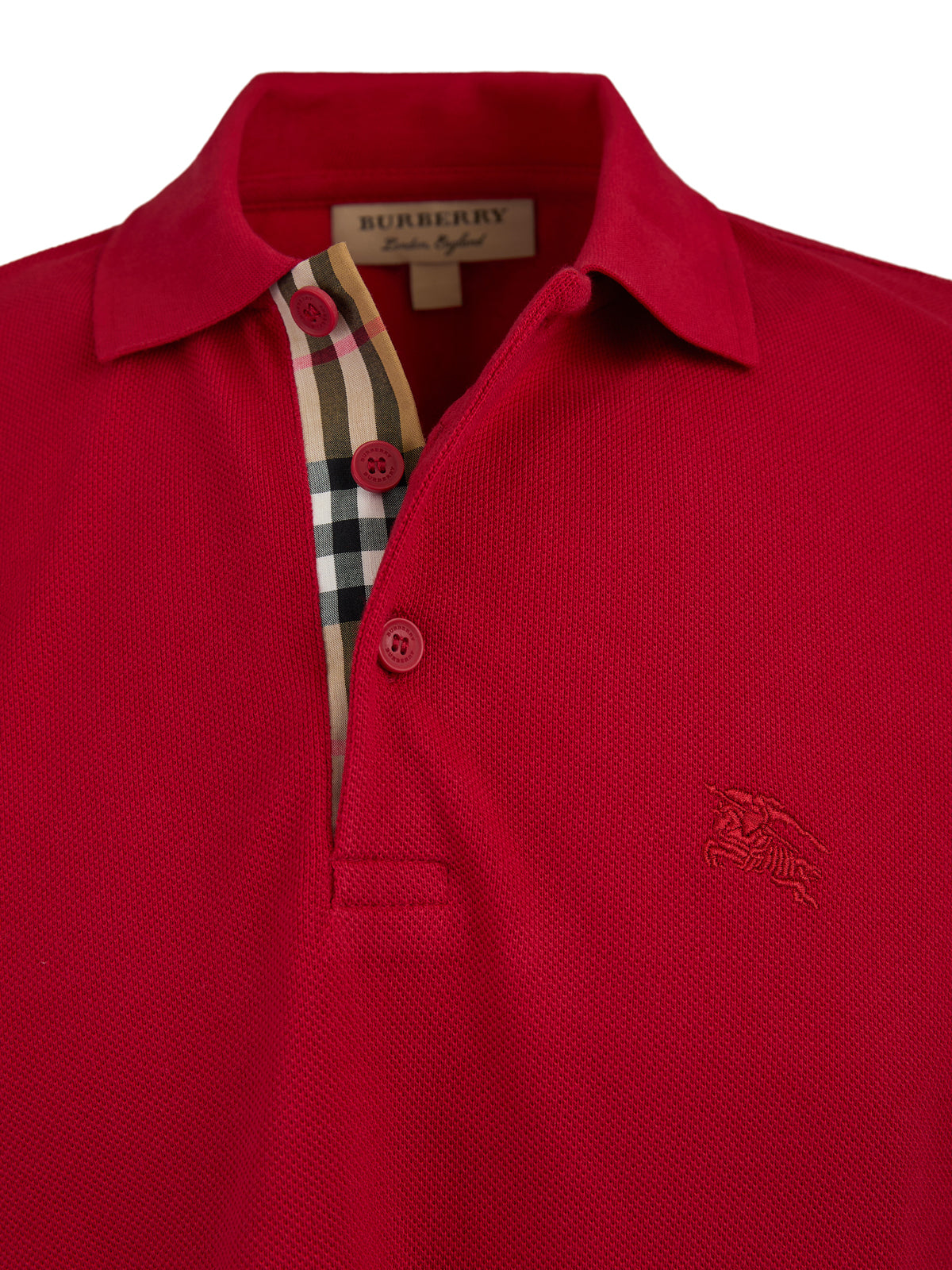 Burberry Red Cotton Collared Polo Shirt