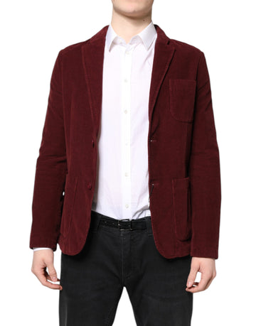جاكيت بليزر رجالي من GF Ferre Maroon Corduroy بقصّة عادية
