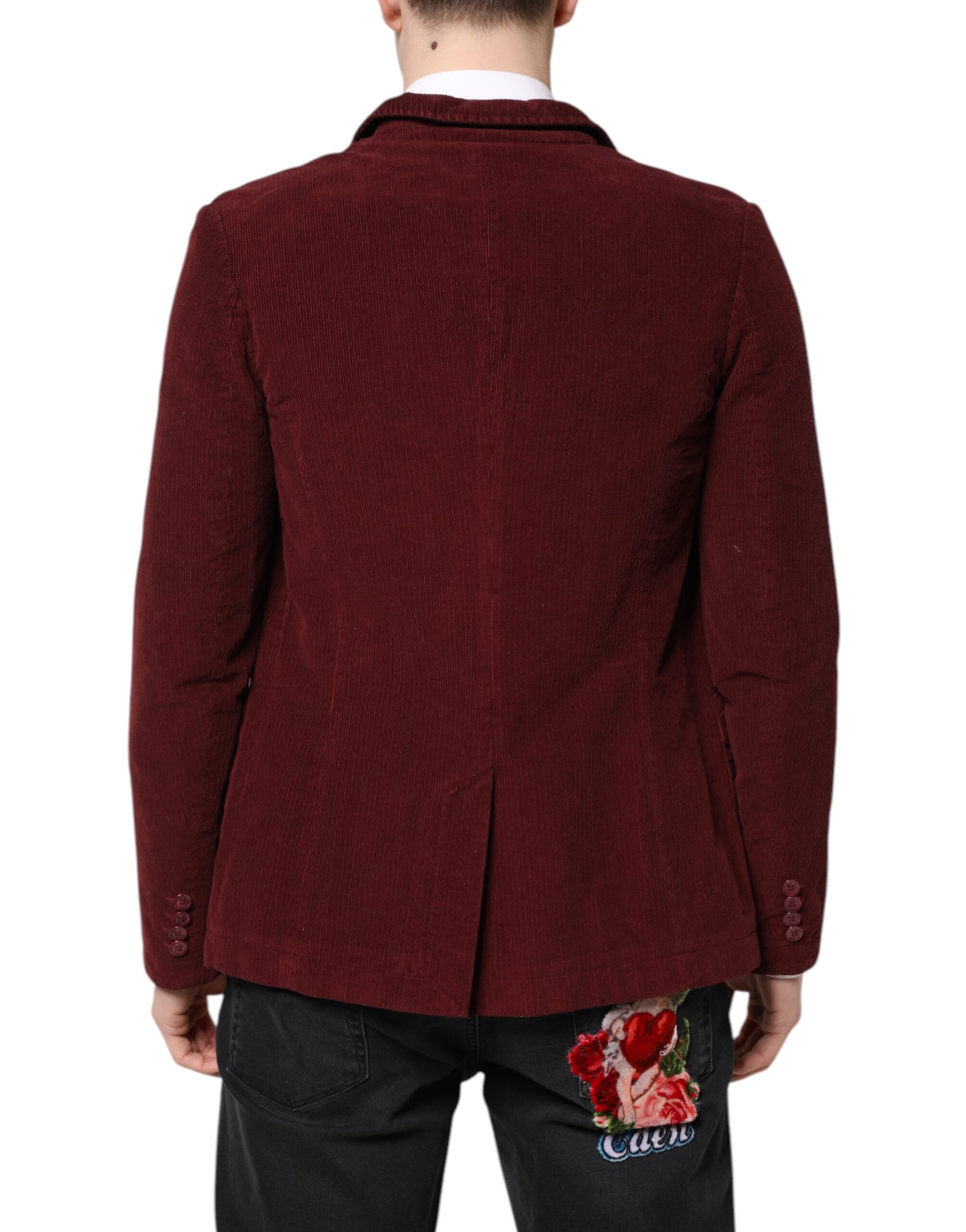 جاكيت بليزر رجالي من GF Ferre Maroon Corduroy بقصّة عادية