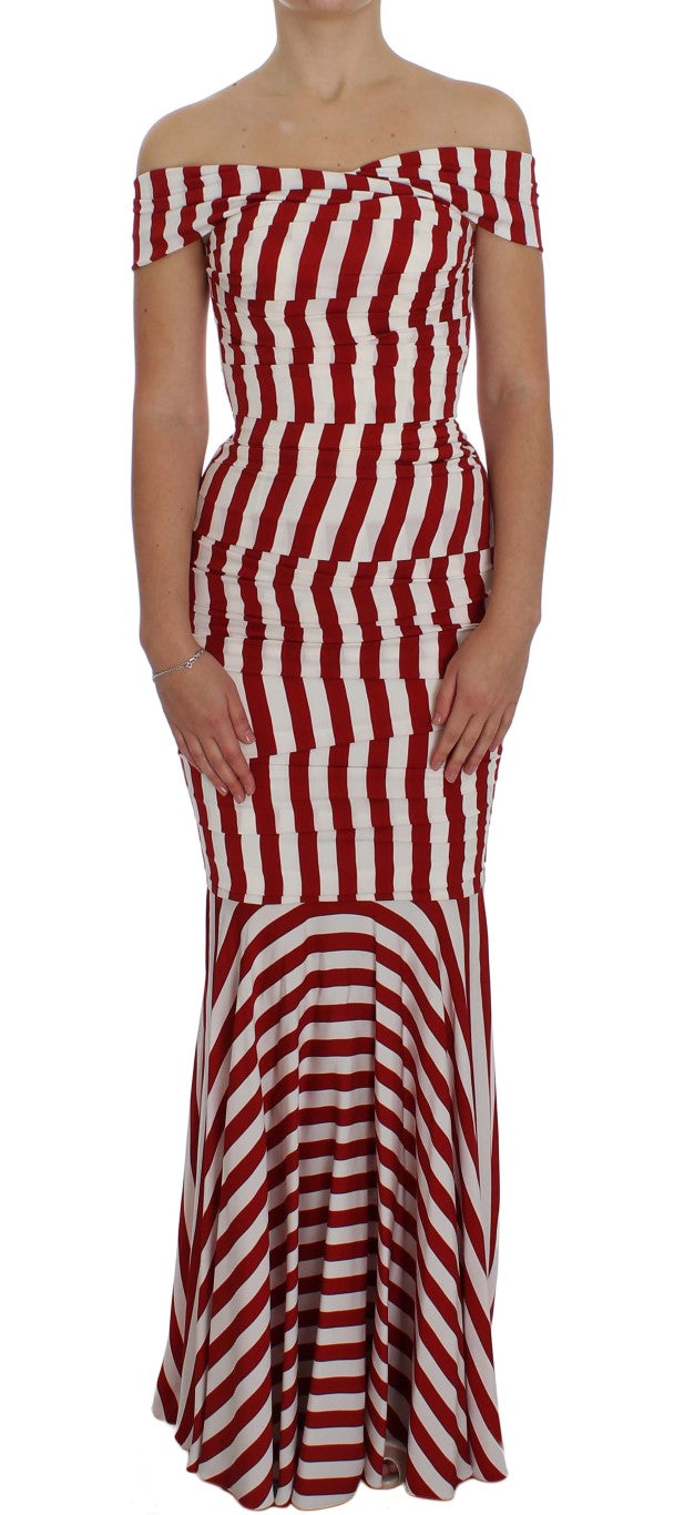 Dolce & Gabbana Red White Silk Stretch Dress - Whispers Of Wisdom Clothing