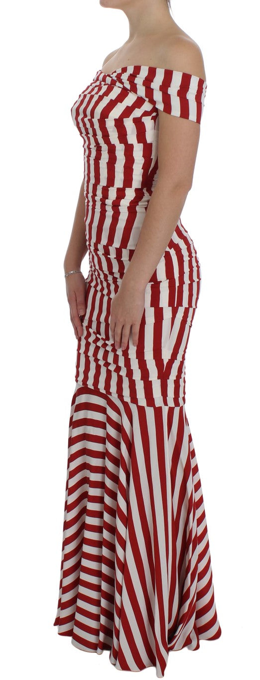 Dolce & Gabbana Red White Silk Stretch Dress - Whispers Of Wisdom Clothing