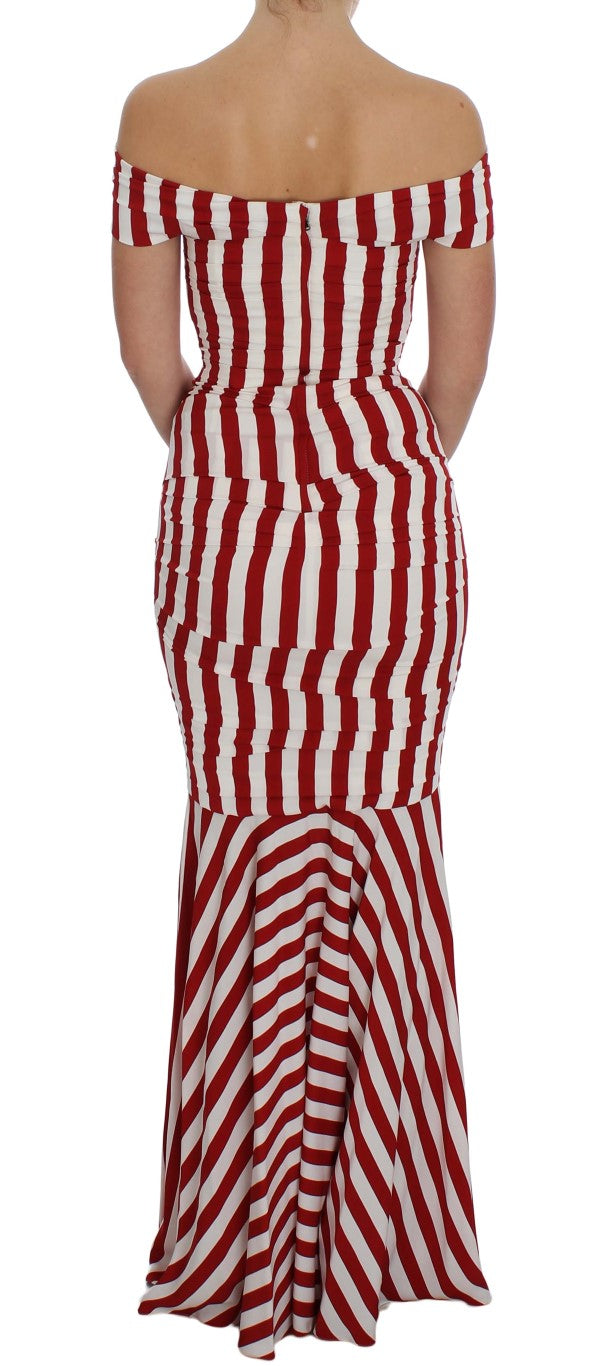 Dolce & Gabbana Red White Silk Stretch Dress - Whispers Of Wisdom Clothing