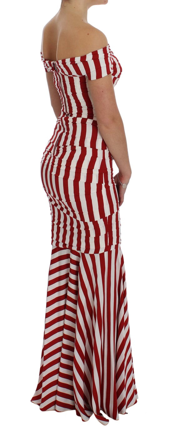 Dolce & Gabbana Red White Silk Stretch Dress - Whispers Of Wisdom Clothing