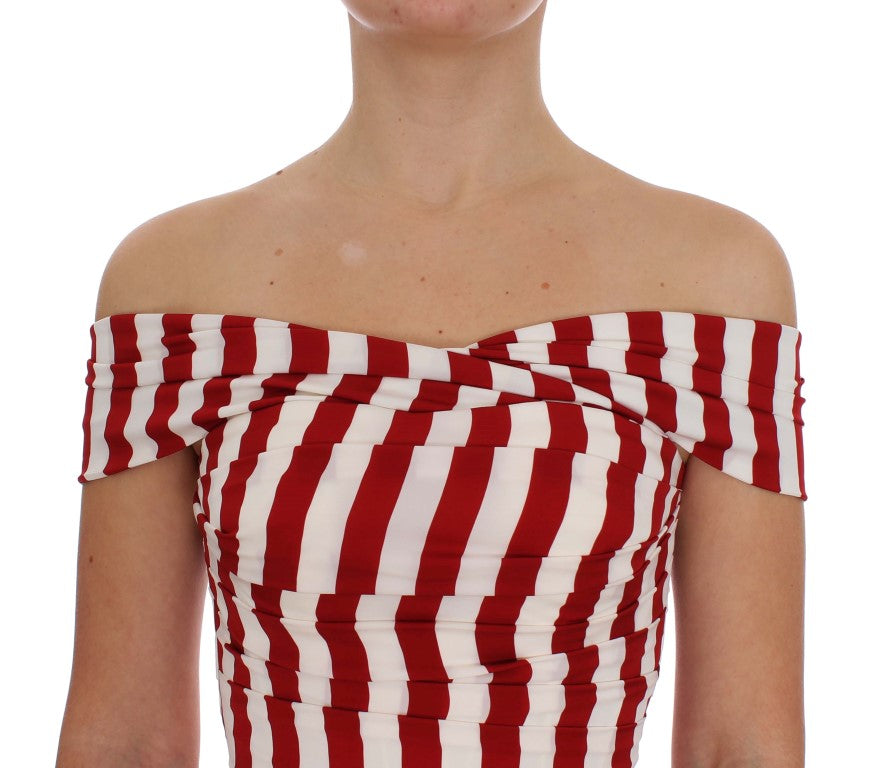Dolce & Gabbana Red White Silk Stretch Dress - Whispers Of Wisdom Clothing