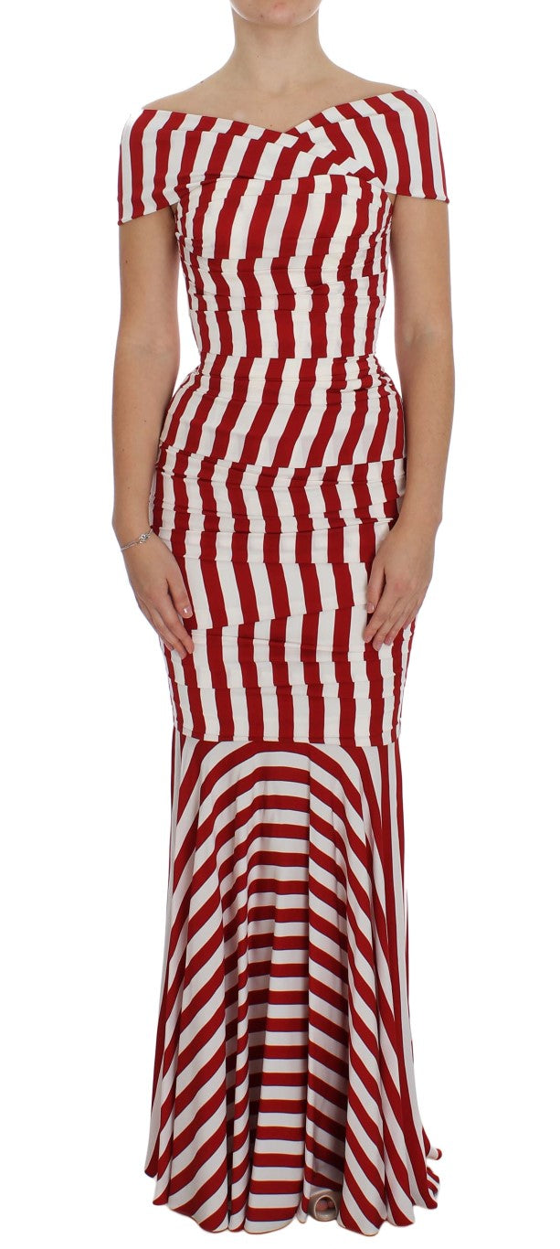 Dolce & Gabbana Red White Silk Stretch Dress - Whispers Of Wisdom Clothing