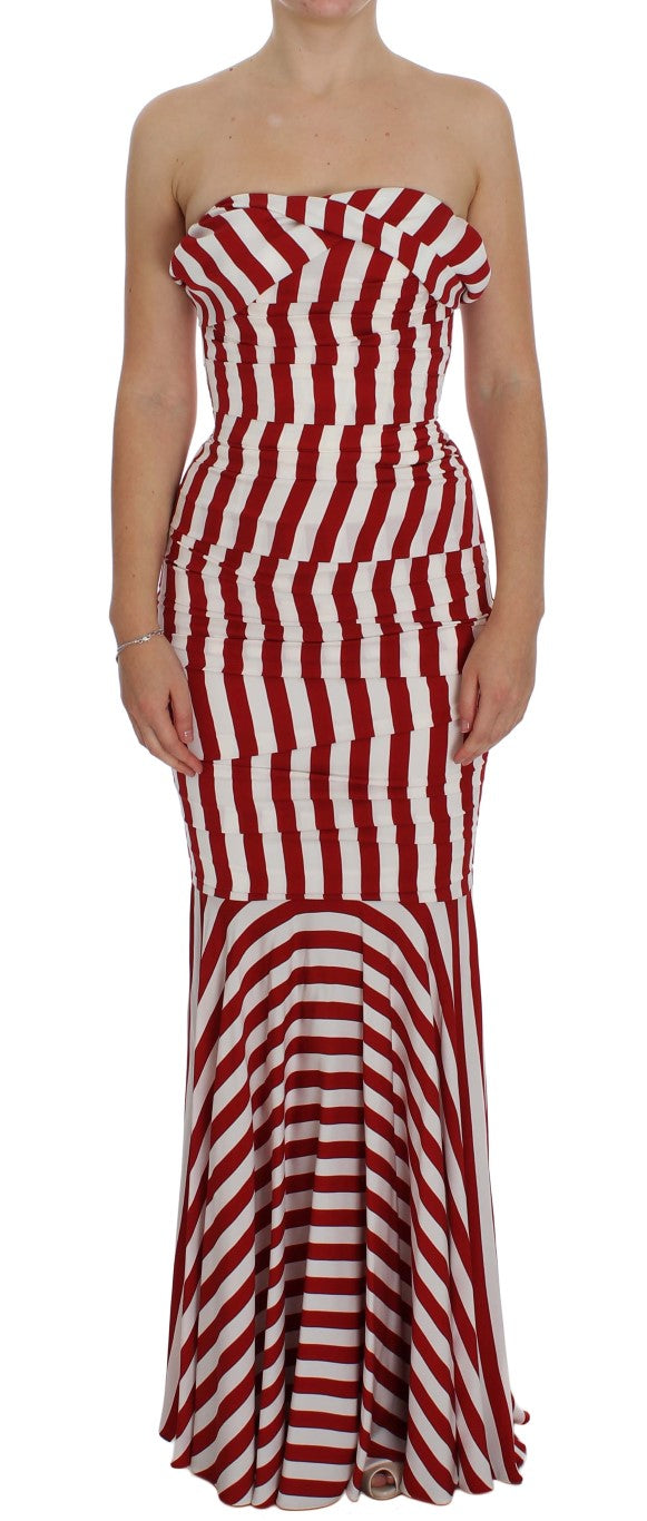 Dolce & Gabbana Red White Silk Stretch Dress - Whispers Of Wisdom Clothing