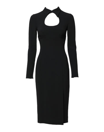 Dolce & Gabbana Black Long Sleeves Bodycon Sheath Midi Dress