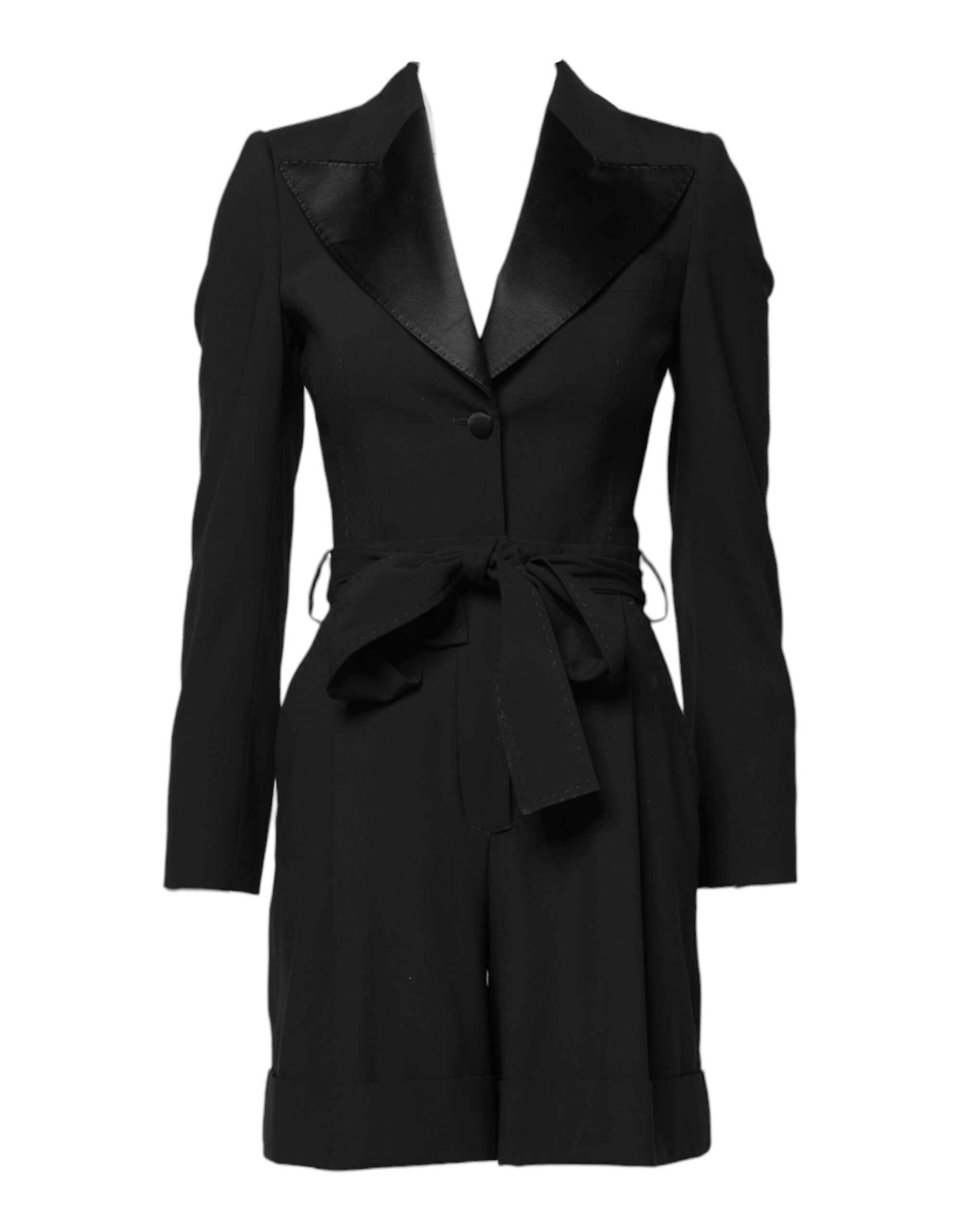 Dolce & Gabbana Black Wool Jumpsuit Dress Women Coat Jacket