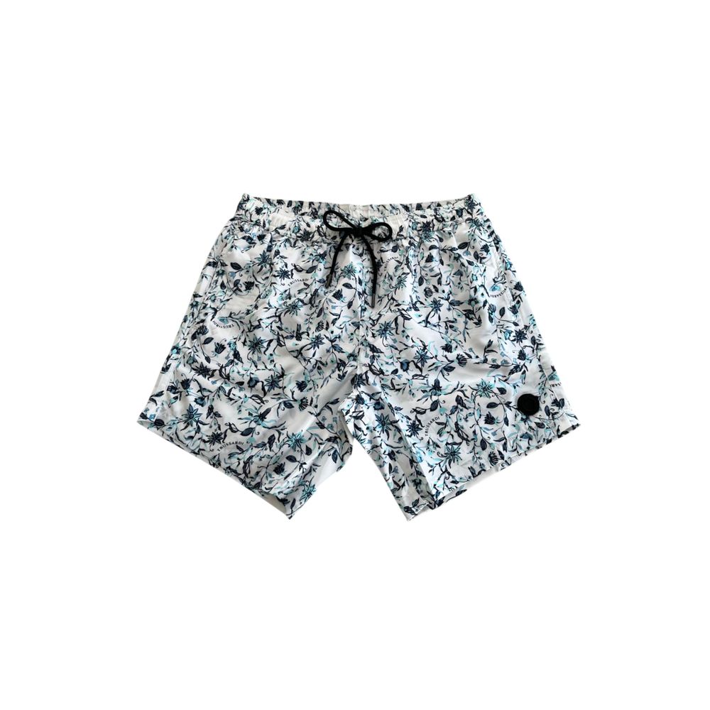شورت سباحة رجالي من البوليستر باللون الأبيض من Trussardi Beachwear