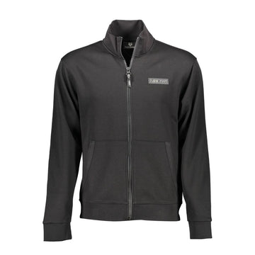 Plein Sport Black Cotton Men Sweater with Central Pockets and Zip