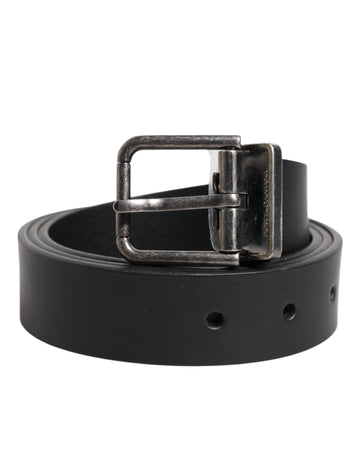 Dolce & Gabbana Black Classic Leather Metal Buckle Belt