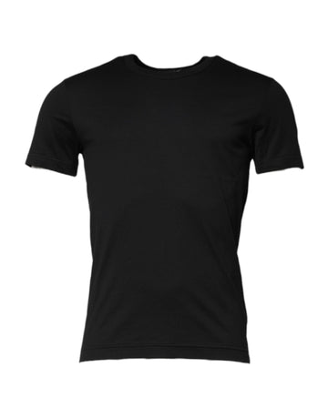 Dolce & Gabbana Black Cotton Short Sleeves Round Neck T-shirt