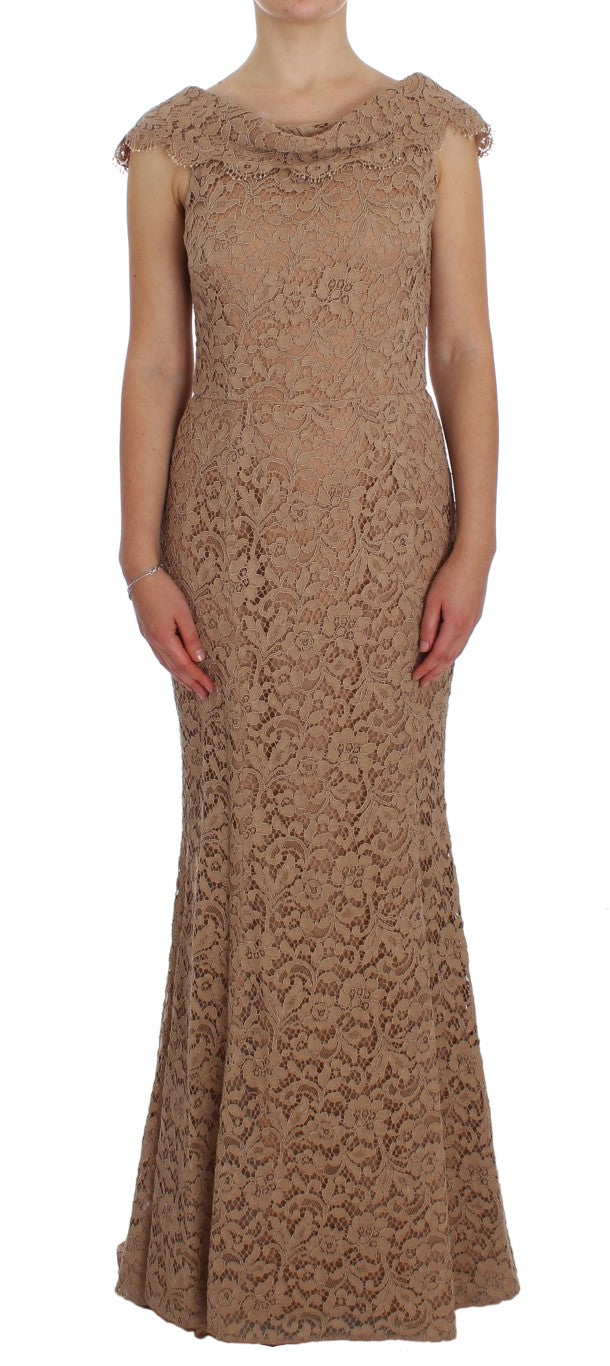 Dolce & Gabbana Pink Floral Lace Full Length Sheath Dress - Whispers Of Wisdom Clothing