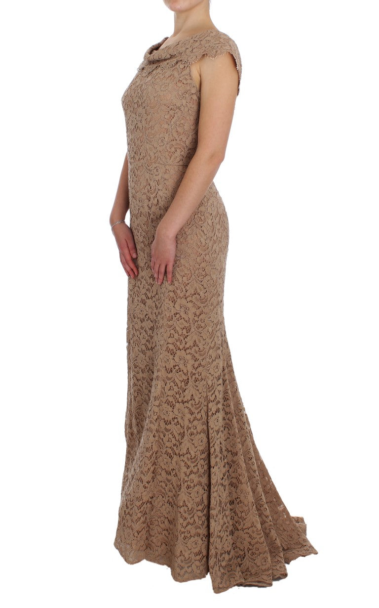 Dolce & Gabbana Pink Floral Lace Full Length Sheath Dress - Whispers Of Wisdom Clothing