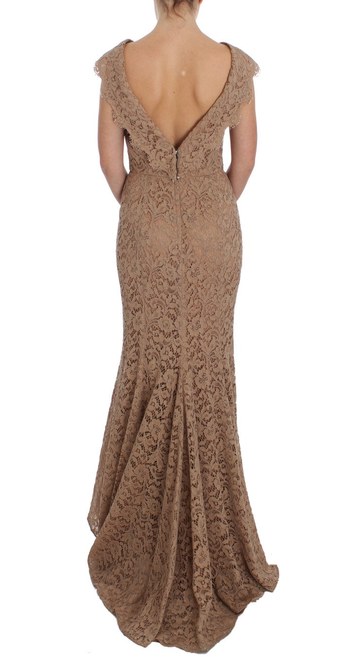 Dolce & Gabbana Pink Floral Lace Full Length Sheath Dress - Whispers Of Wisdom Clothing