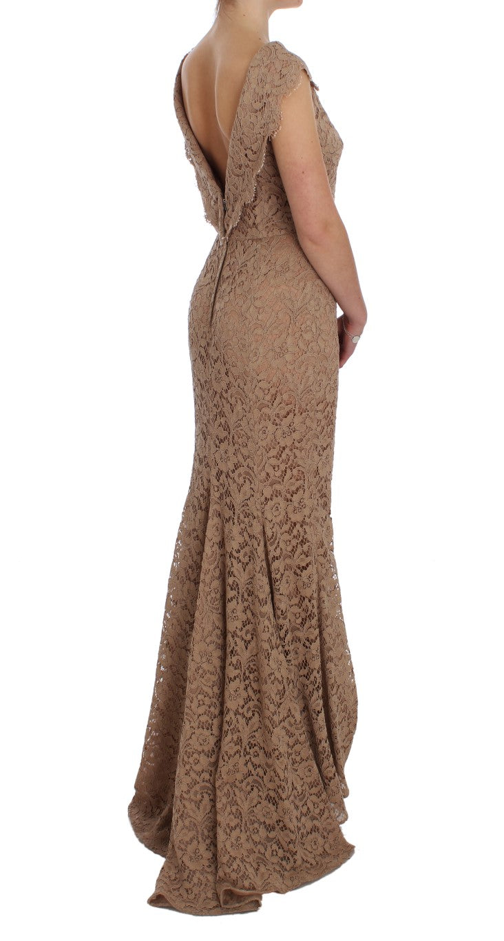 Dolce & Gabbana Pink Floral Lace Full Length Sheath Dress - Whispers Of Wisdom Clothing