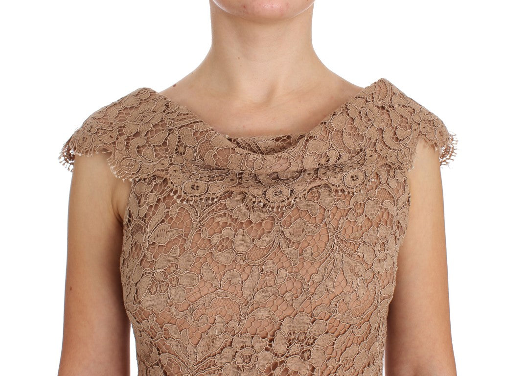 Dolce & Gabbana Pink Floral Lace Full Length Sheath Dress - Whispers Of Wisdom Clothing
