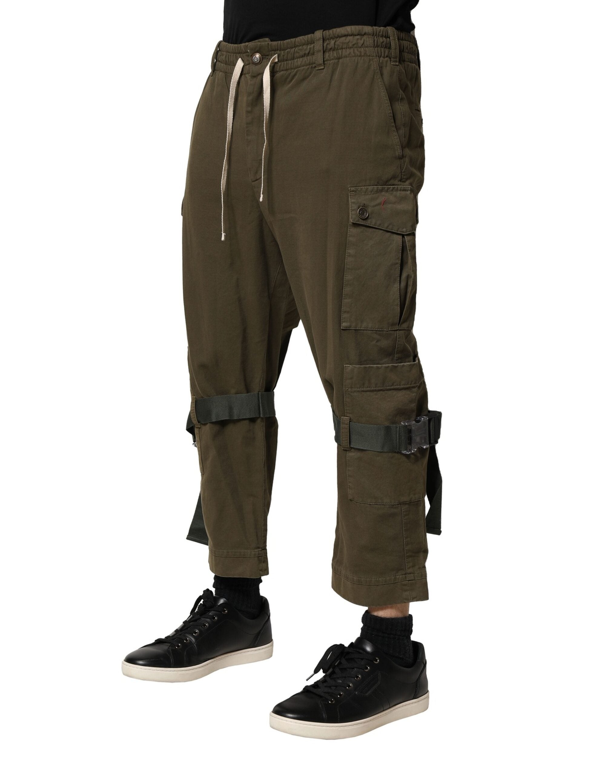 Dolce & Gabbana Brown Cotton Cargo Drawstring Pants