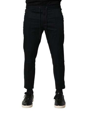Dolce & Gabbana Black Cotton Mid Waist Jogger Pants