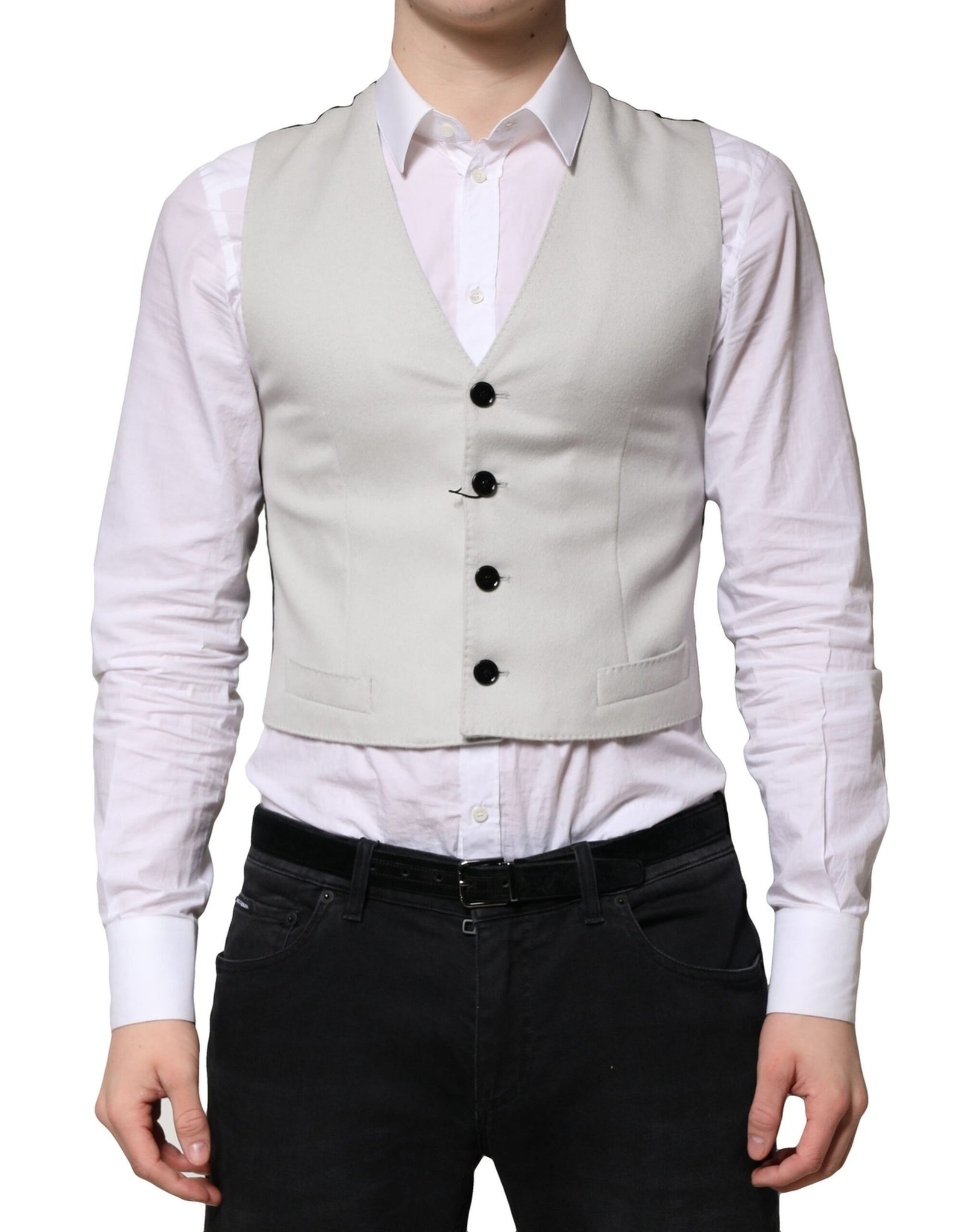 Dolce & Gabbana Gray Wool Dress Formal Men Waistcoat Vest