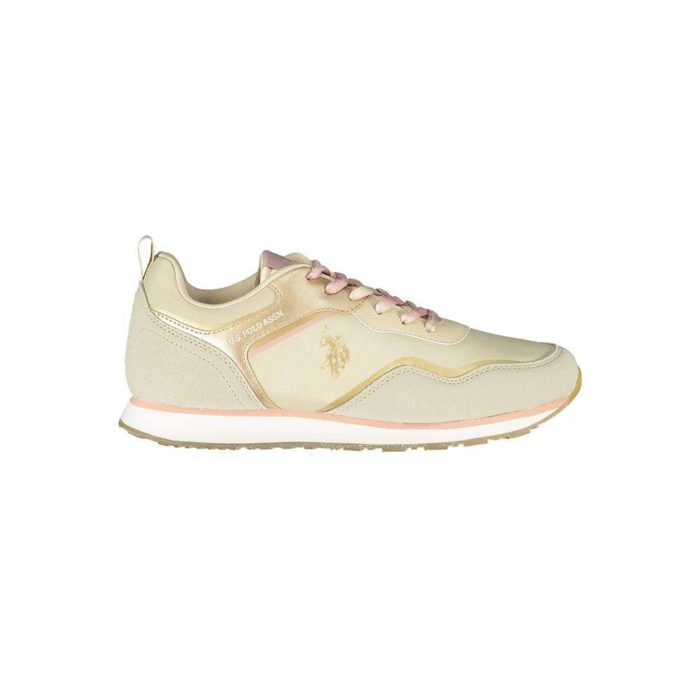 حذاء رياضي من البوليستر بلون بيج من US POLO ASSN