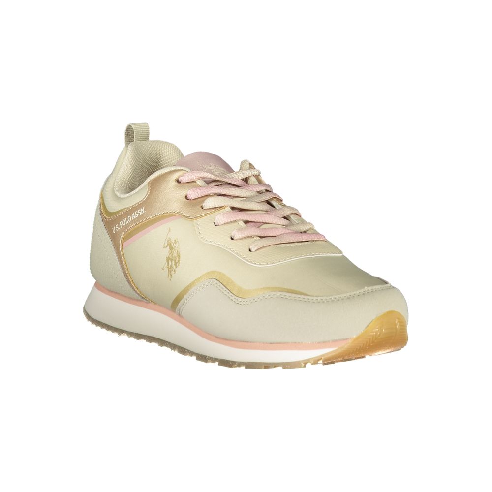 حذاء رياضي من البوليستر بلون بيج من US POLO ASSN