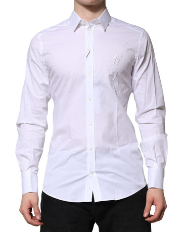 Dolce & Gabbana White Cotton GOLD Long Sleeves Formal Shirt
