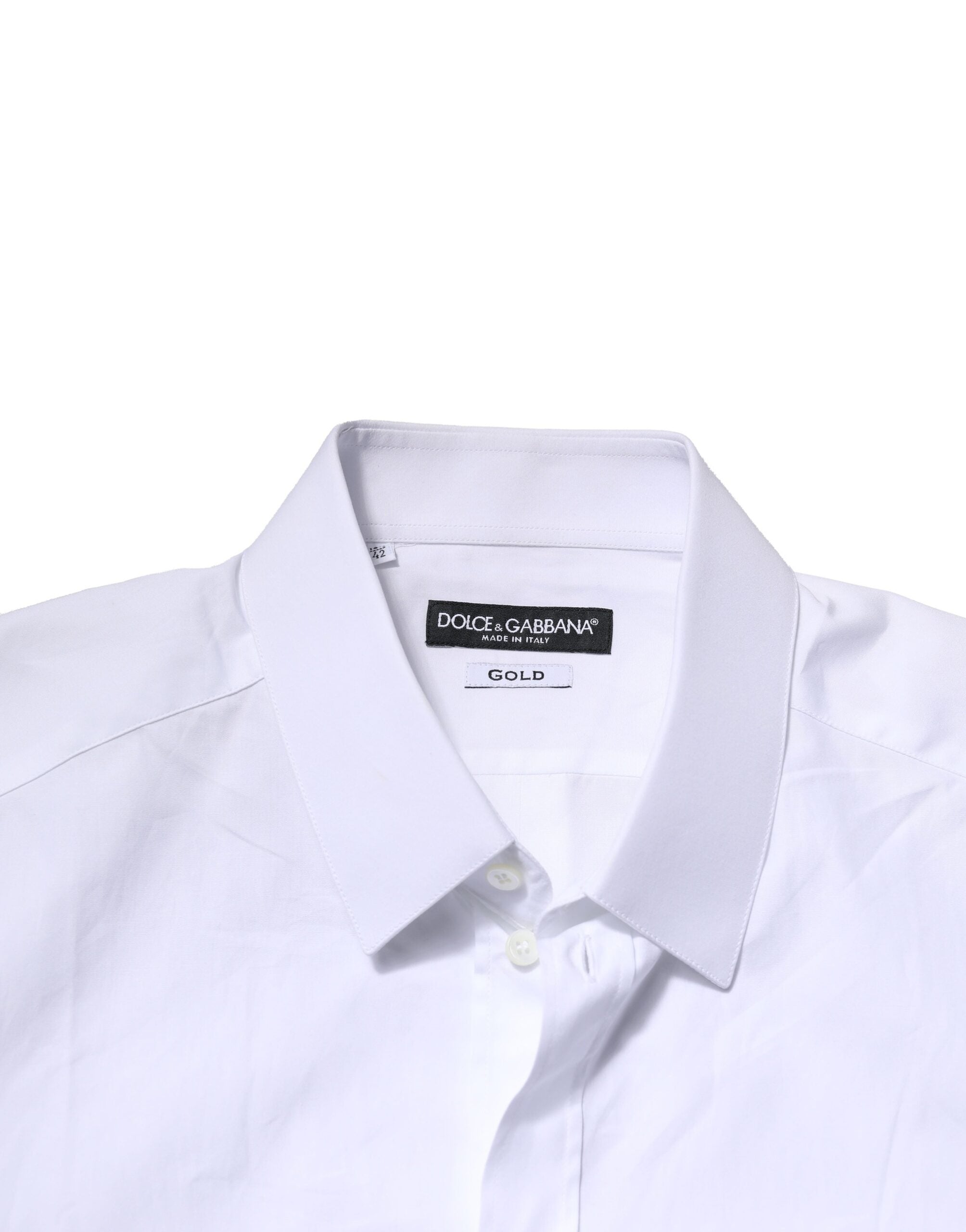 Dolce & Gabbana White Cotton GOLD Long Sleeves Formal Shirt