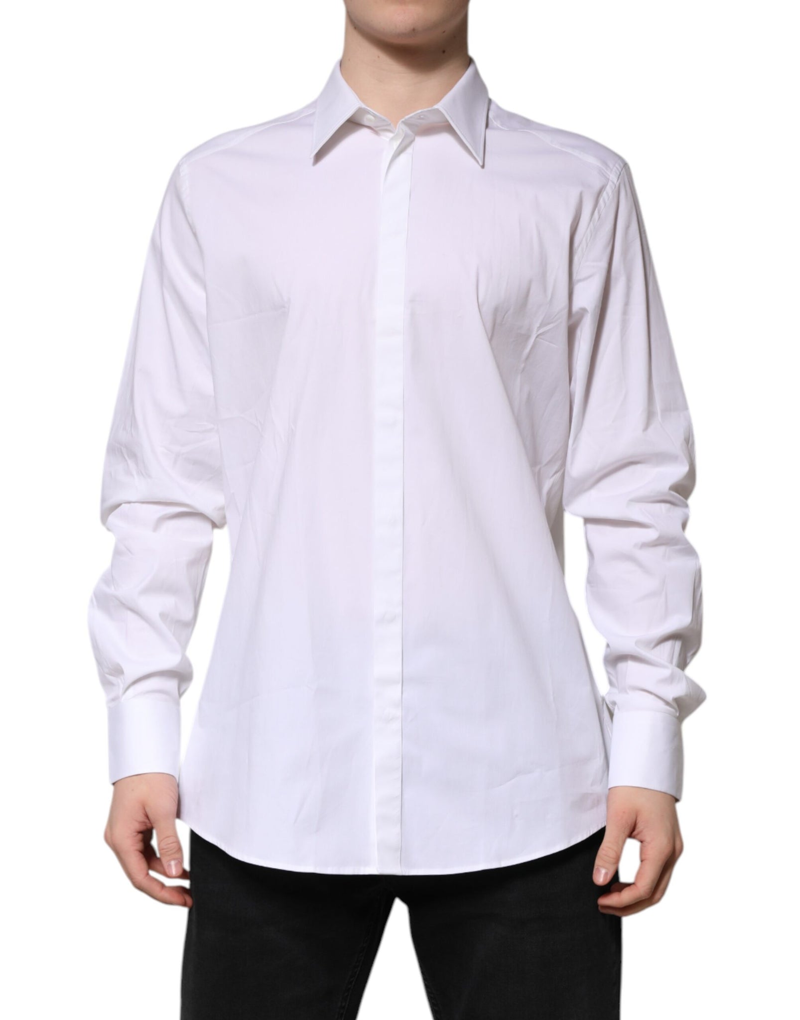 Dolce & Gabbana White MARTINI Long Sleeve Dress Formal Shirt