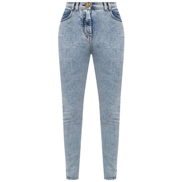 Balmain Blue Cotton Women's High-Waisted Jeans