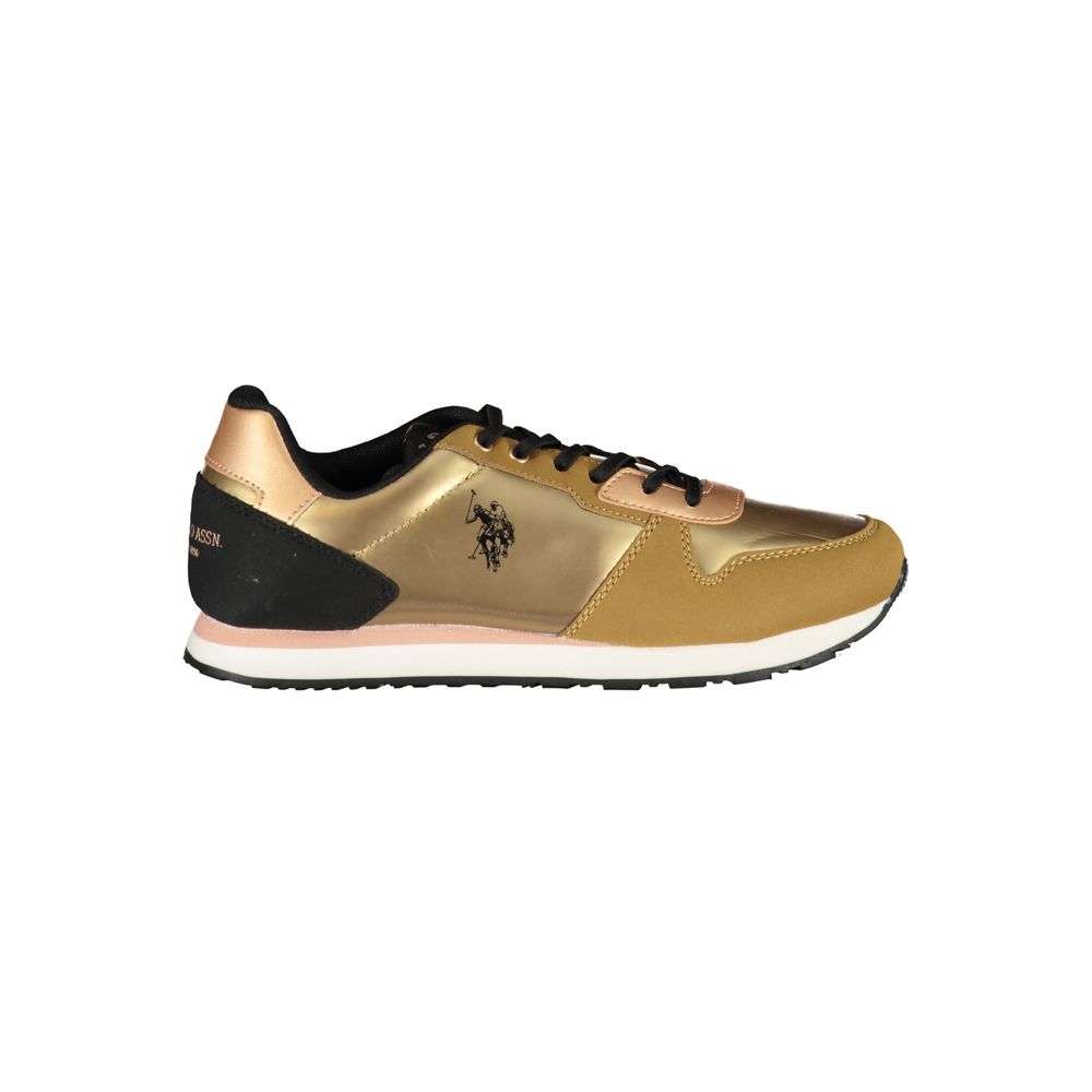 حذاء رياضي ذهبي من البوليستر من US POLO ASSN