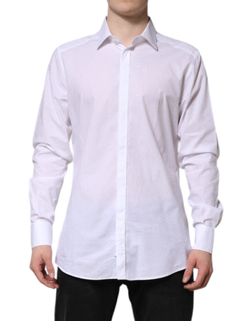 Dolce & Gabbana White GOLD Cotton Long Sleeves Formal Shirt