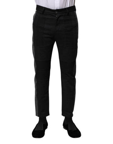 Dolce & Gabbana Black Gray Fantasy Cotton Formal Slim Pants