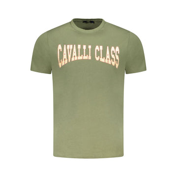 Cavalli Class Green Cotton Men T-Shirt