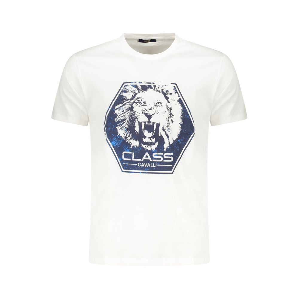 Cavalli Class White Cotton Men T-Shirt