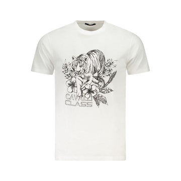 Cavalli Class White Cotton Men T-Shirt