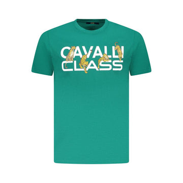 Cavalli Class Green Cotton Men T-Shirt