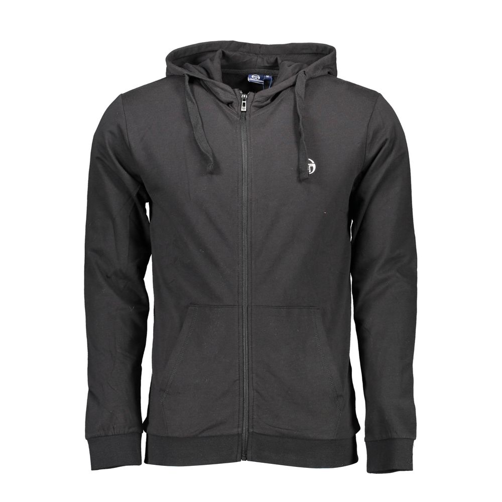 Sergio Tacchini Black Cotton Men Hooded Sweater
