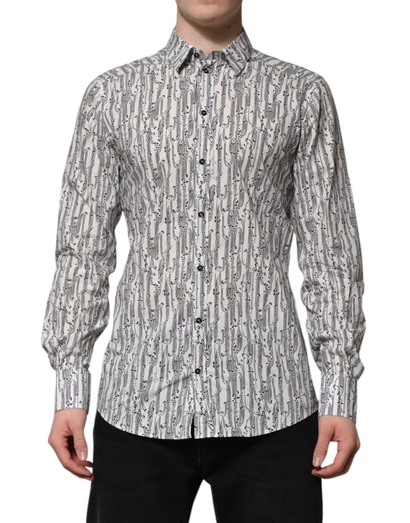 Dolce & Gabbana White Floral Print Casual Long Sleeves Shirt
