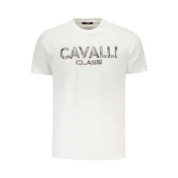 Cavalli Class White Cotton Men T-Shirt
