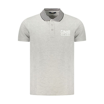 Cavalli Class Gray Cotton Polo Shirt