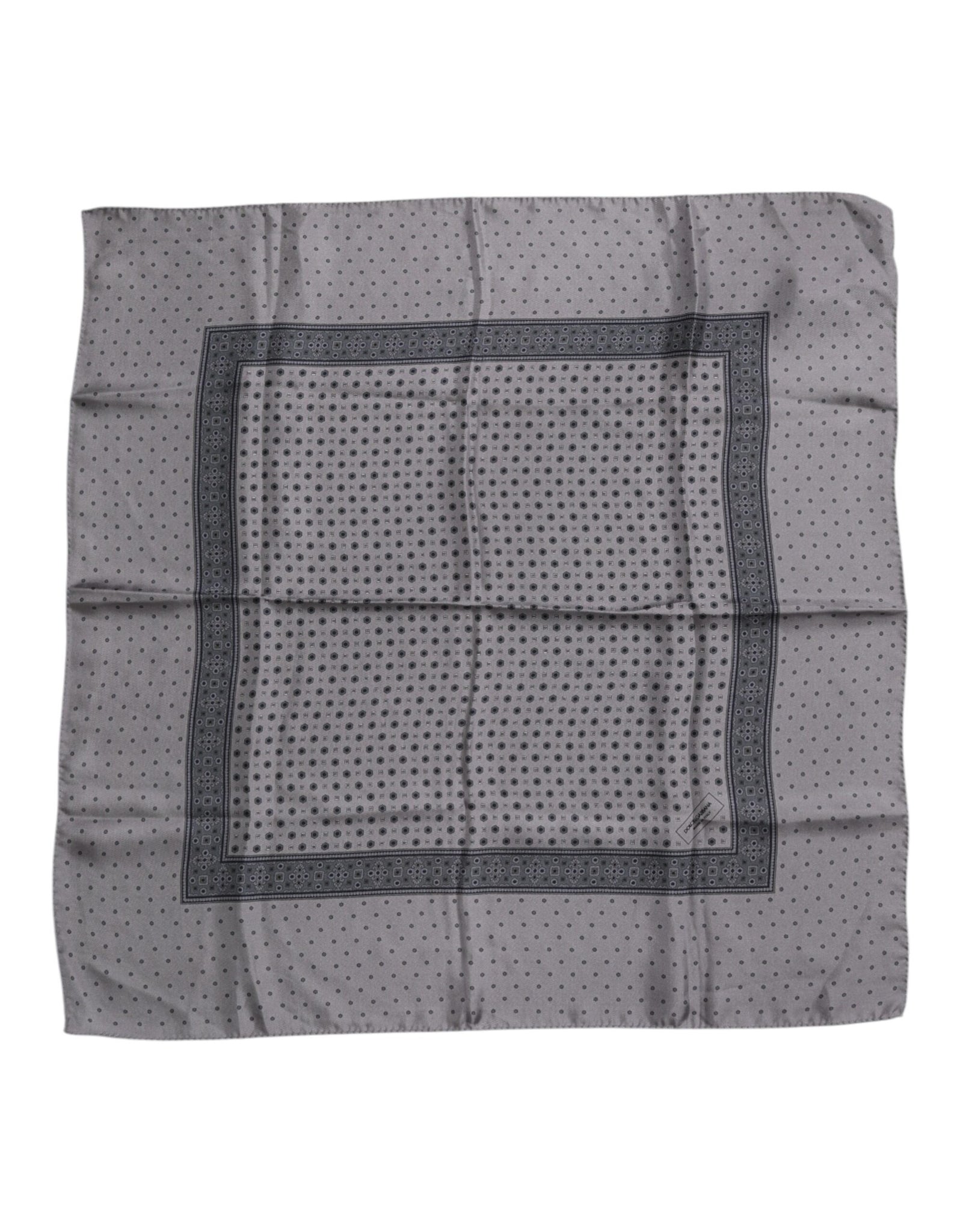 Dolce & Gabbana Gray Polka Dot Silk Square Men Foulard Scarf