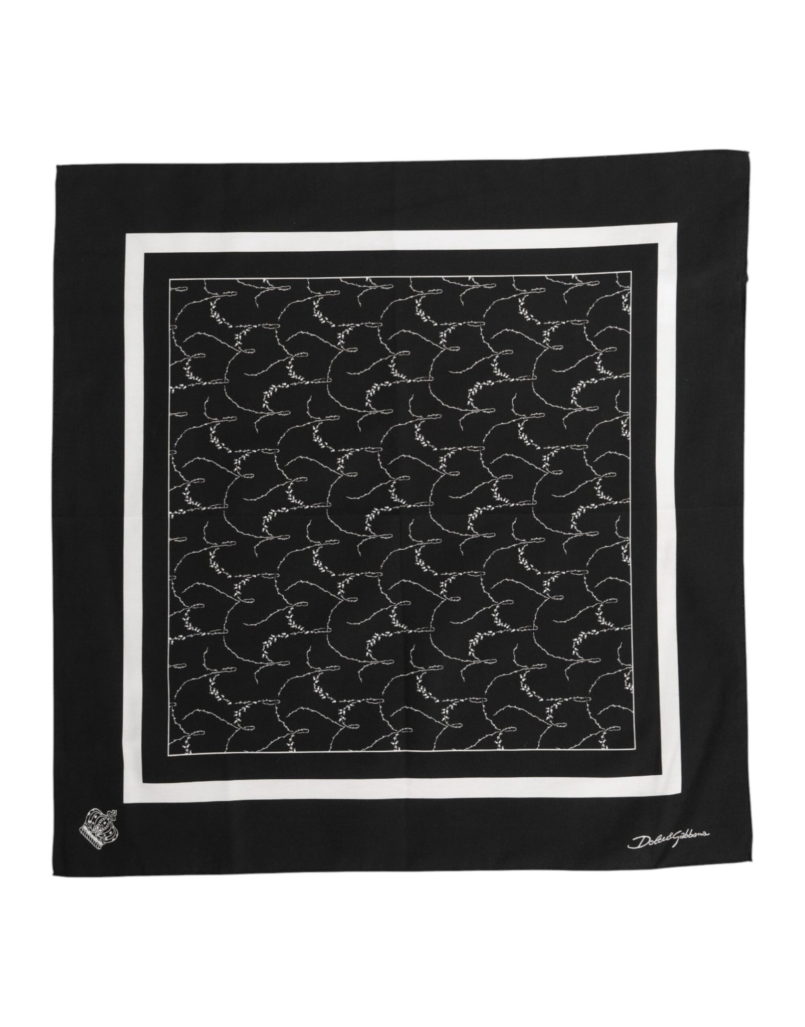 Dolce & Gabbana Black White Printed Square Foulard Scarf