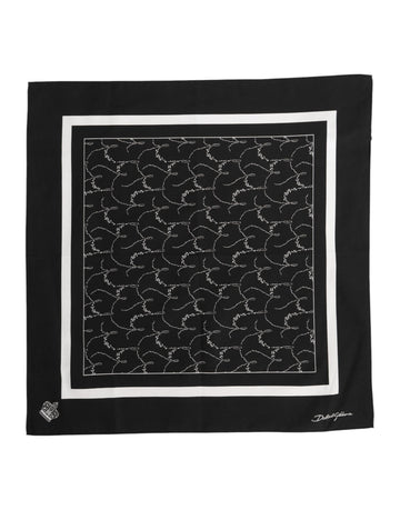 Dolce & Gabbana Black White Printed Square Foulard Scarf
