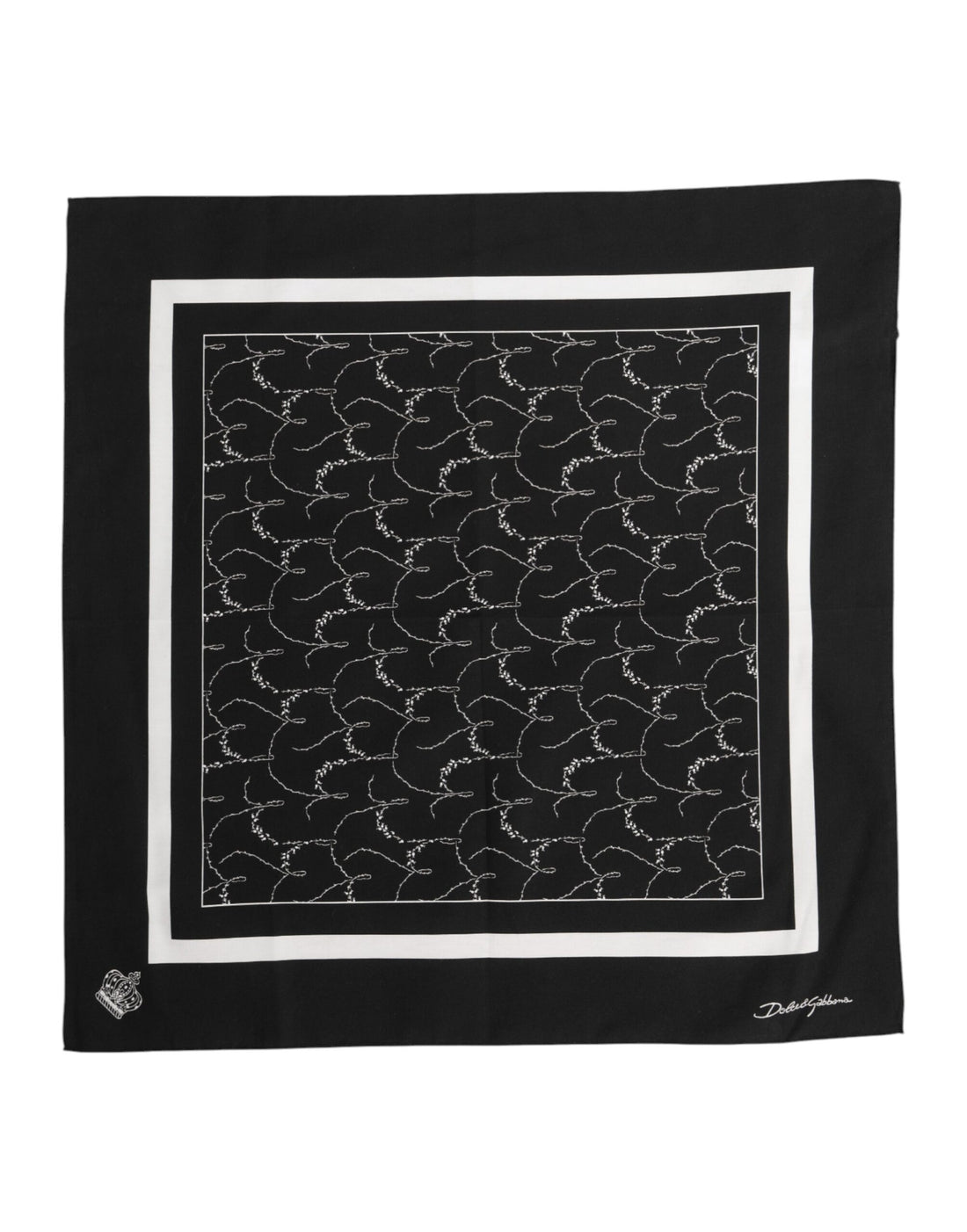 Dolce & Gabbana Black White Printed Square Foulard Scarf