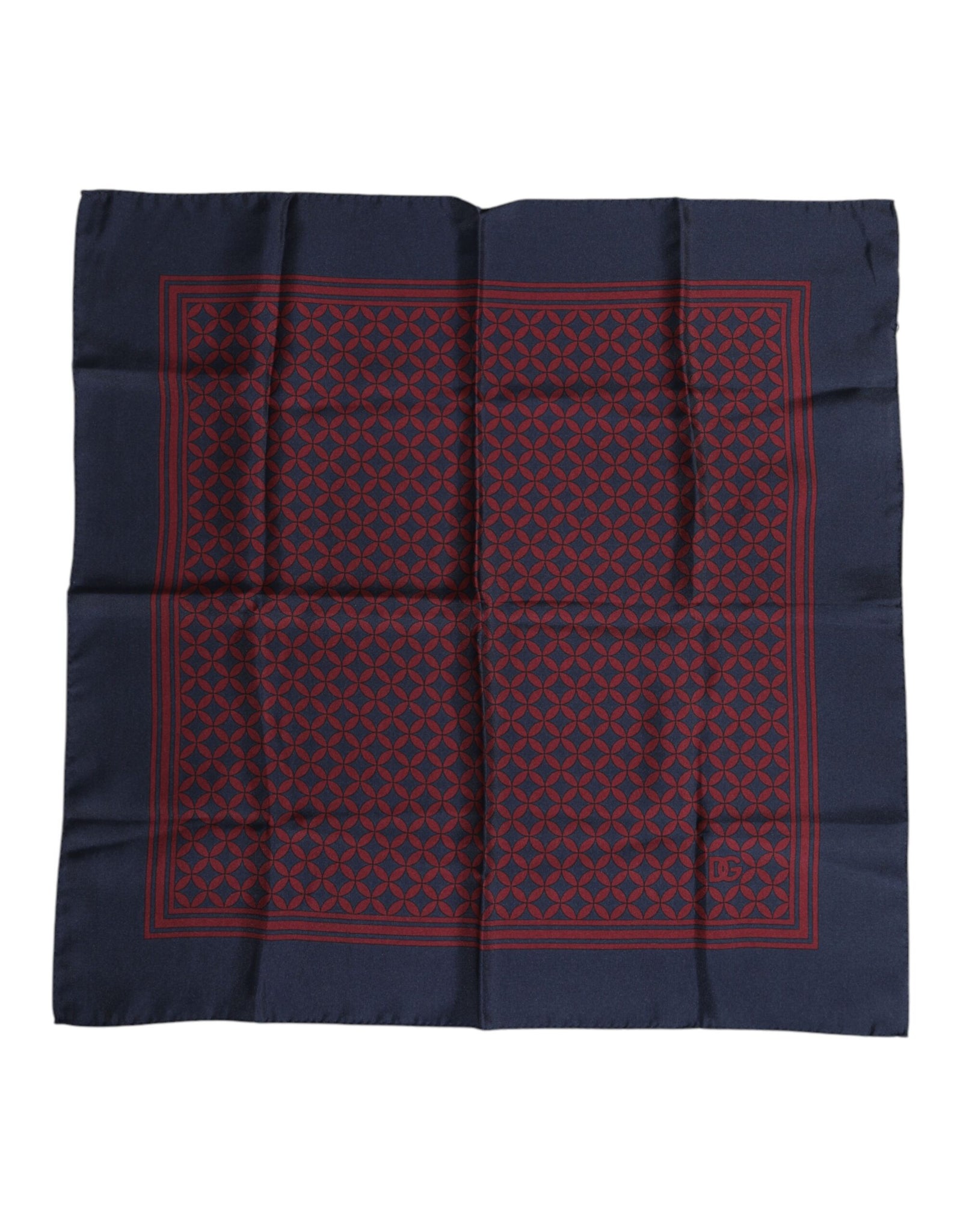 Dolce & Gabbana Red Blue Printed Silk Square Men Foulard Scarf