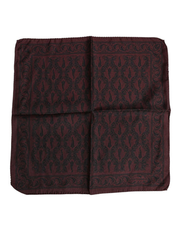 Dolce & Gabbana Maroon Black Printed Square Men Foulard Scarf
